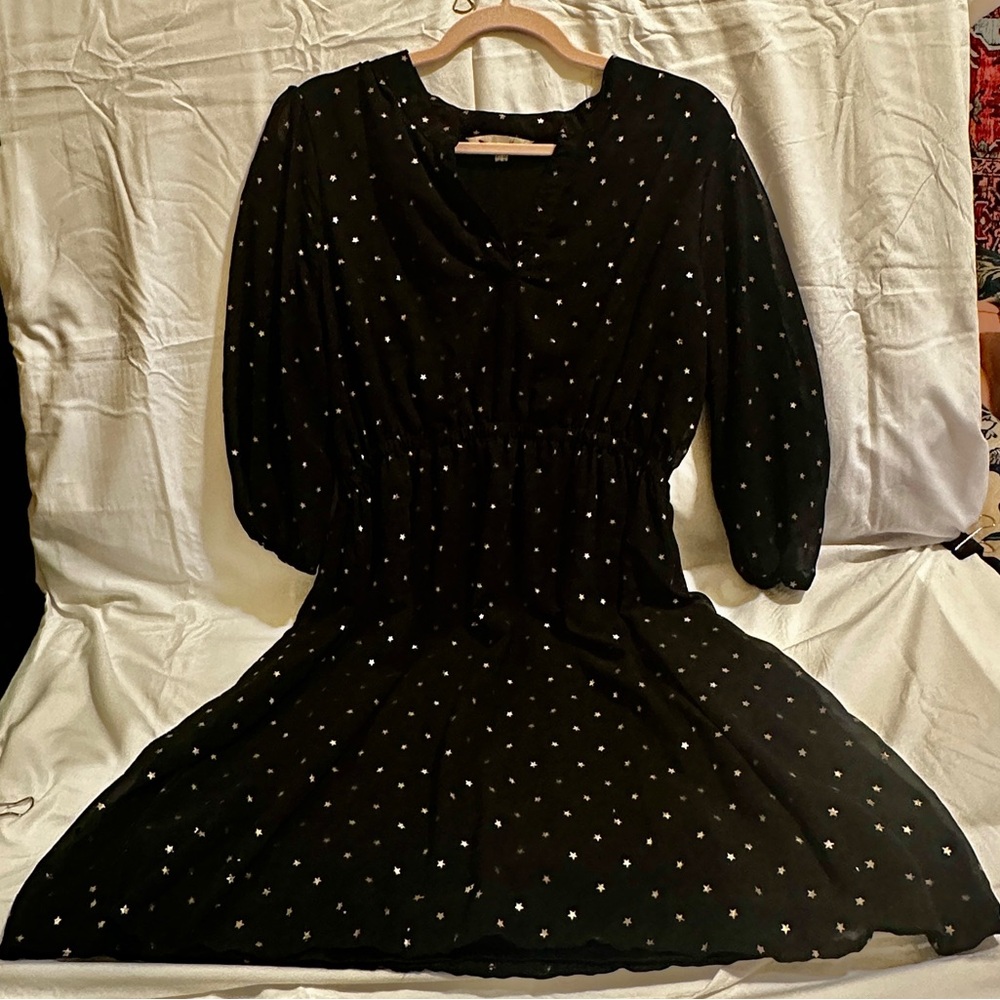 Yumi Black Star-Print Elastic-Waist Dress - Picture 2 of 8